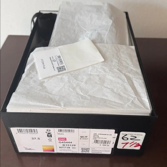 CHANEL Laminated Calfskin Wedge Mules 37.5 Pink Orange Yellow Multicolor CC logo - Picture 12 of 13